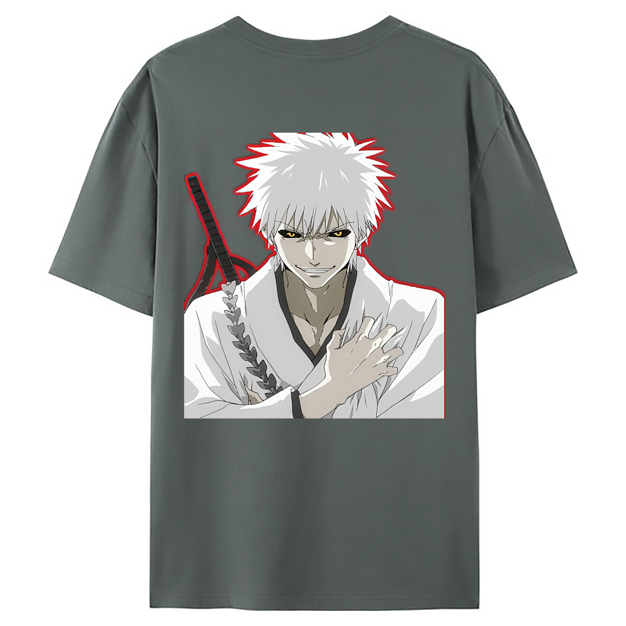 （画像用） ブリーチ 黒崎一護（くろさき いちご）BLEACH Kurosaki Ichigo 綿100％ メンズ半袖Tシャツ（バックプリント） 通気性